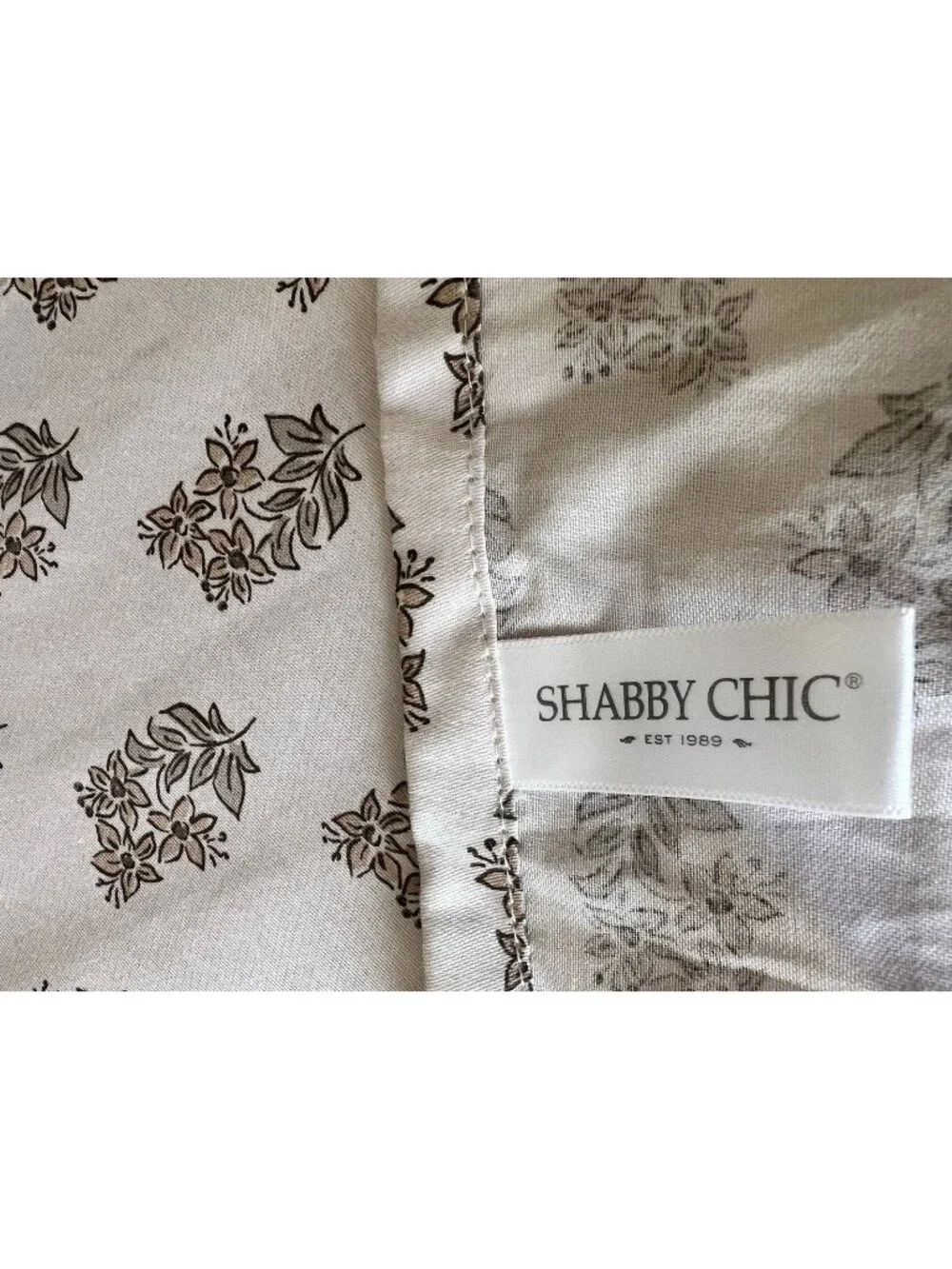 SHABBY CHIC 2-Pc KING Sheet Set 100% Cotton Brown Tan Flowers Cottage Garden